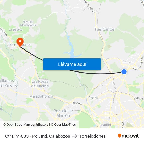 Ctra. M-603 - Pol. Ind. Calabozos to Torrelodones map