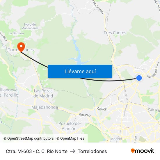 Ctra. M-603 - C. C. Río Norte to Torrelodones map