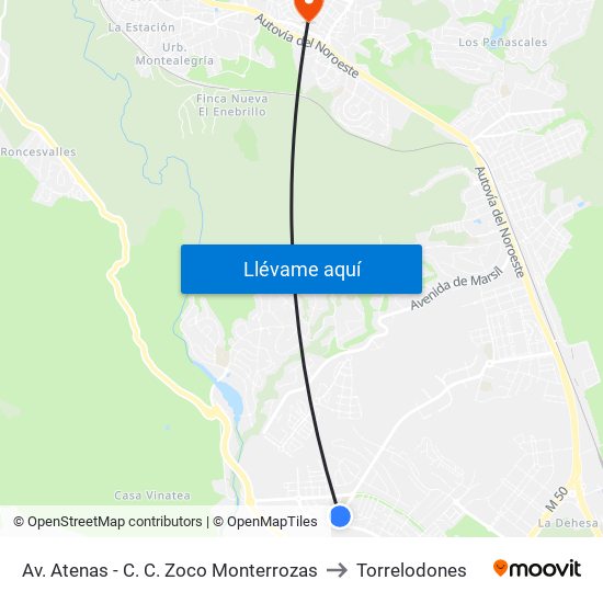 Av. Atenas - C. C. Zoco Monterrozas to Torrelodones map
