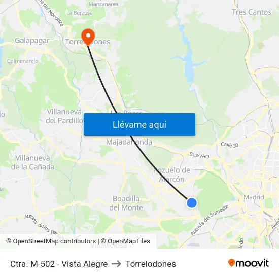 Ctra. M-502 - Vista Alegre to Torrelodones map