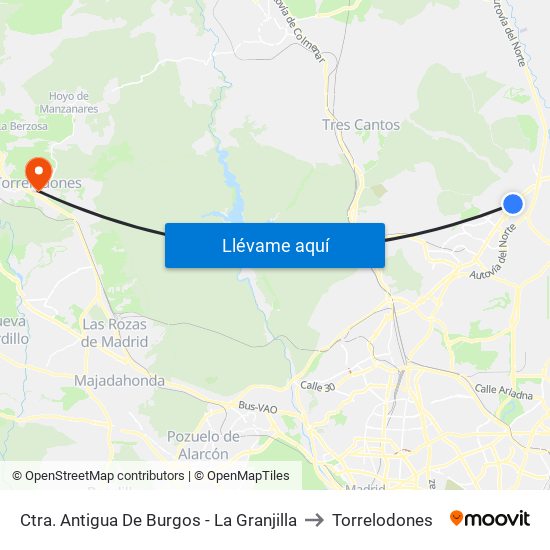 Ctra. Antigua De Burgos - La Granjilla to Torrelodones map