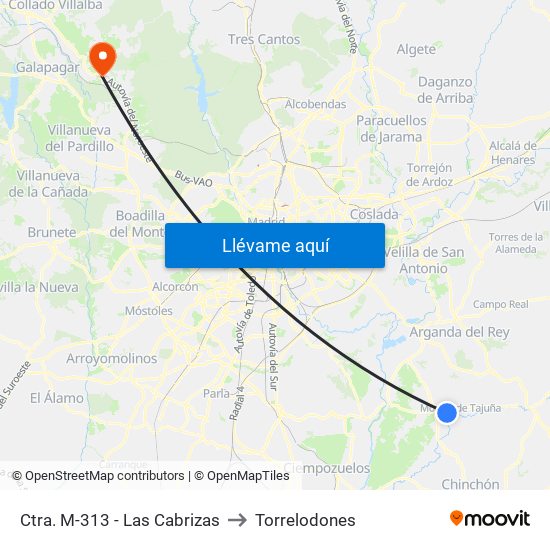 Ctra. M-313 - Las Cabrizas to Torrelodones map