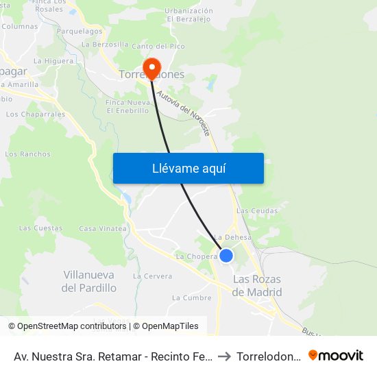 Av. Nuestra Sra. Retamar - Recinto Ferial to Torrelodones map