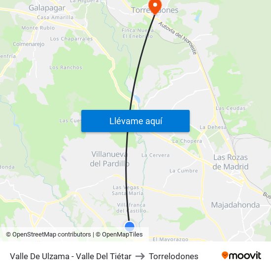 Valle De Ulzama - Valle Del Tiétar to Torrelodones map
