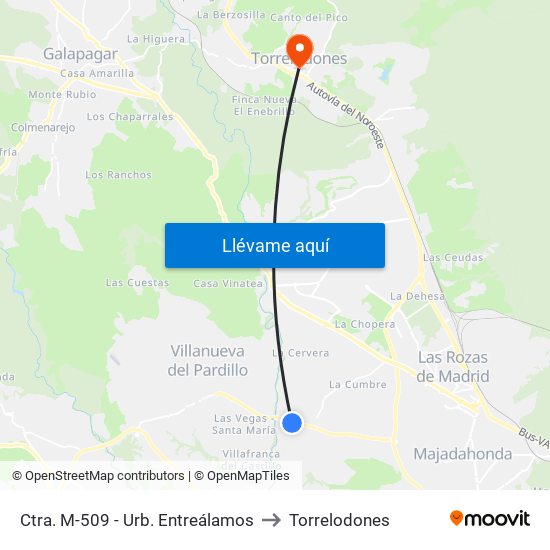 Ctra. M-509 - Urb. Entreálamos to Torrelodones map