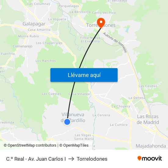 C.º Real - Av. Juan Carlos I to Torrelodones map