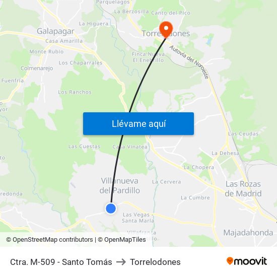 Ctra. M-509 - Santo Tomás to Torrelodones map