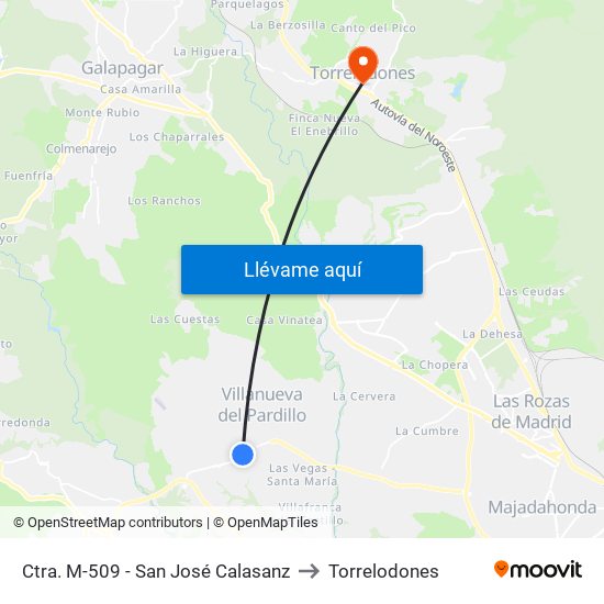 Ctra. M-509 - San José Calasanz to Torrelodones map