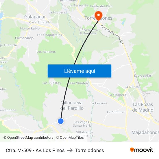 Ctra. M-509 - Av. Los Pinos to Torrelodones map