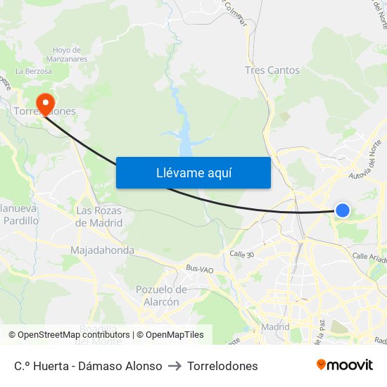 C.º Huerta - Dámaso Alonso to Torrelodones map