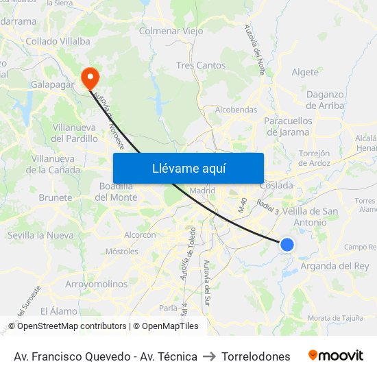 Av. Francisco Quevedo - Av. Técnica to Torrelodones map