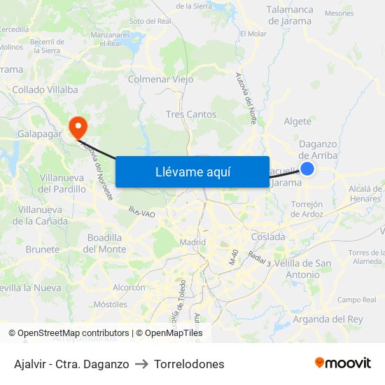 Ajalvir - Ctra. Daganzo to Torrelodones map