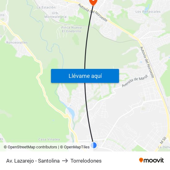Av. Lazarejo - Santolina to Torrelodones map