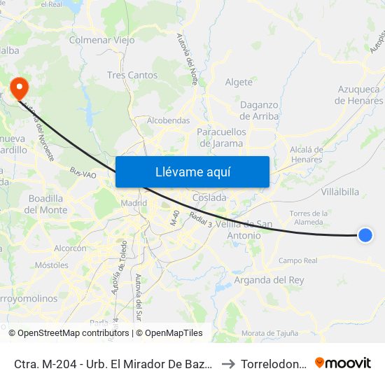 Ctra. M-204 - Urb. El Mirador De Baztán to Torrelodones map