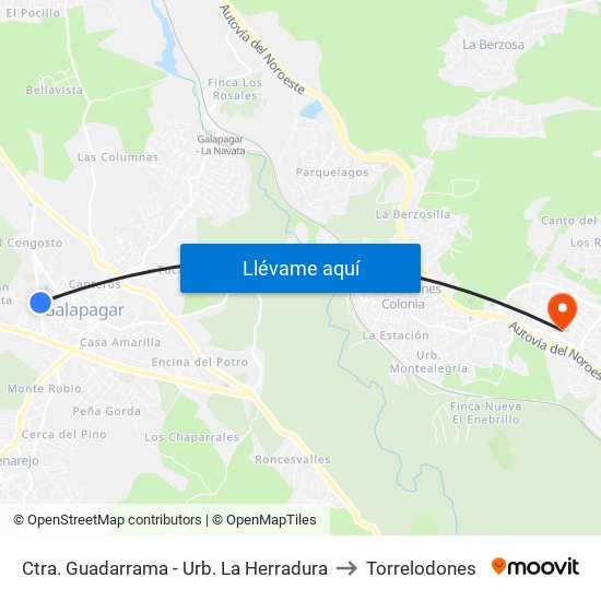 Ctra. Guadarrama - Urb. La Herradura to Torrelodones map