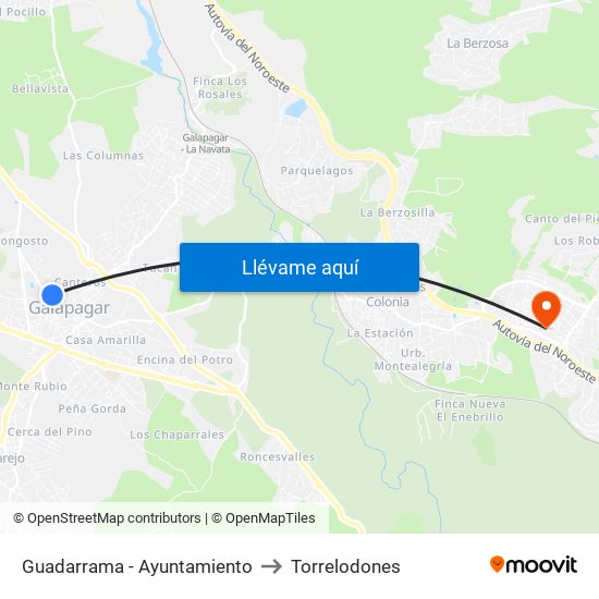 Guadarrama - Ayuntamiento to Torrelodones map