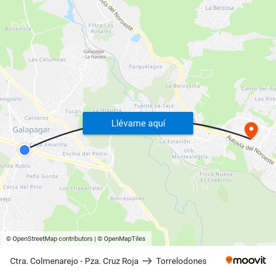 Ctra. Colmenarejo - Pza. Cruz Roja to Torrelodones map