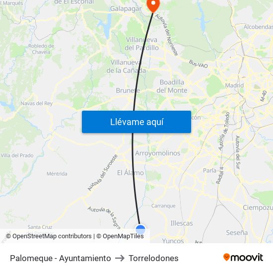 Palomeque - Ayuntamiento to Torrelodones map
