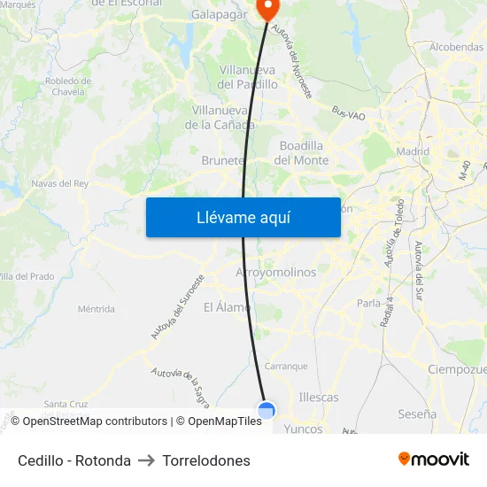 Cedillo - Rotonda to Torrelodones map