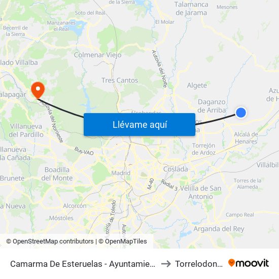 Camarma De Esteruelas - Ayuntamiento to Torrelodones map