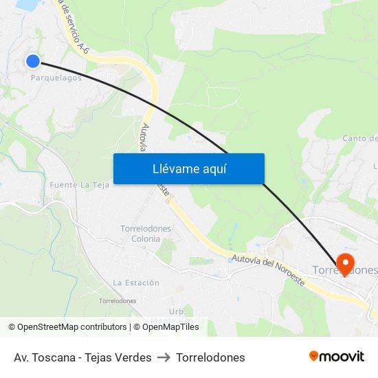 Av. Toscana - Tejas Verdes to Torrelodones map