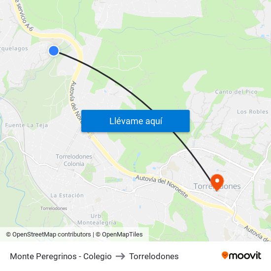 Monte Peregrinos - Colegio to Torrelodones map
