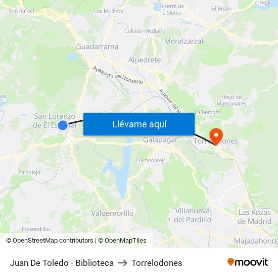 Juan De Toledo - Biblioteca to Torrelodones map
