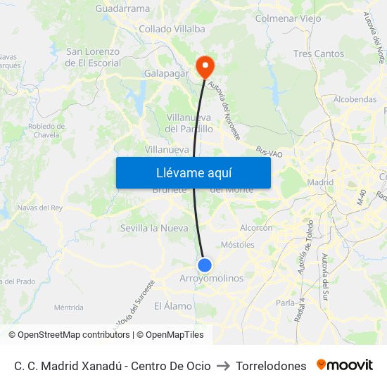 C. C. Madrid Xanadú - Centro De Ocio to Torrelodones map