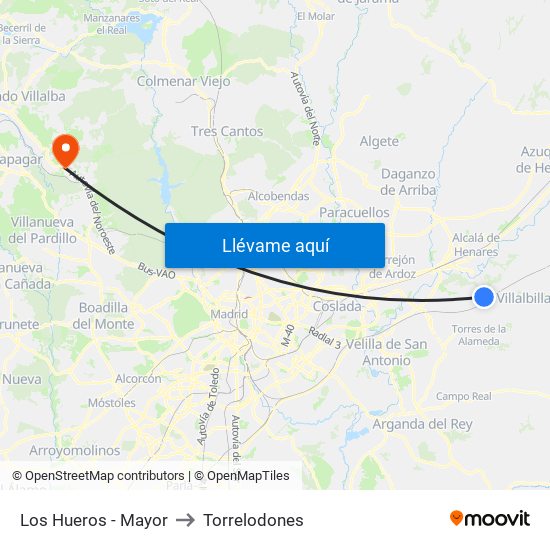 Los Hueros - Mayor to Torrelodones map