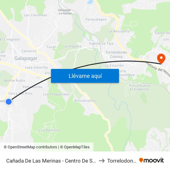 Cañada De Las Merinas - Centro De Salud to Torrelodones map