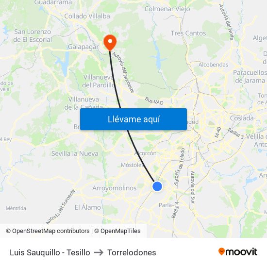 Luis Sauquillo - Tesillo to Torrelodones map