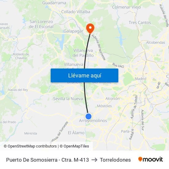 Puerto De Somosierra - Ctra. M-413 to Torrelodones map