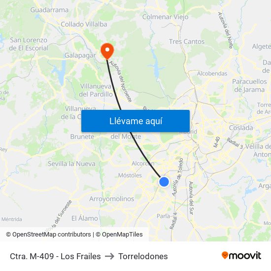 Ctra. M-409 - Los Frailes to Torrelodones map