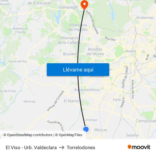 El Viso - Urb. Valdeclara to Torrelodones map