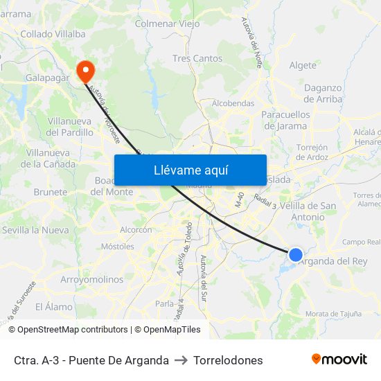 Ctra. A-3 - Puente De Arganda to Torrelodones map