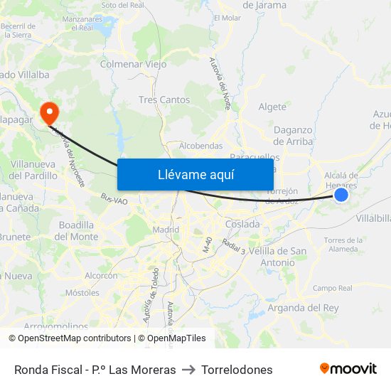 Ronda Fiscal - P.º Las Moreras to Torrelodones map