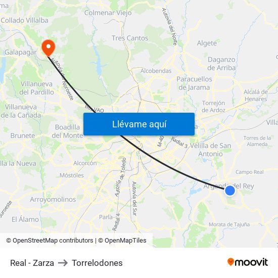 Real - Zarza to Torrelodones map