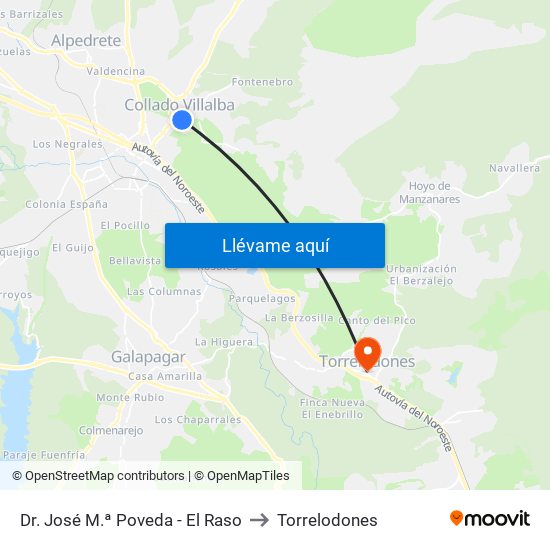 Dr. José M.ª Poveda - El Raso to Torrelodones map