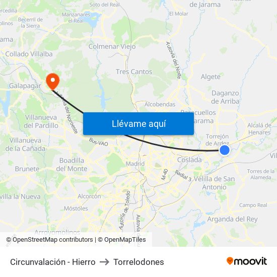 Circunvalación - Hierro to Torrelodones map