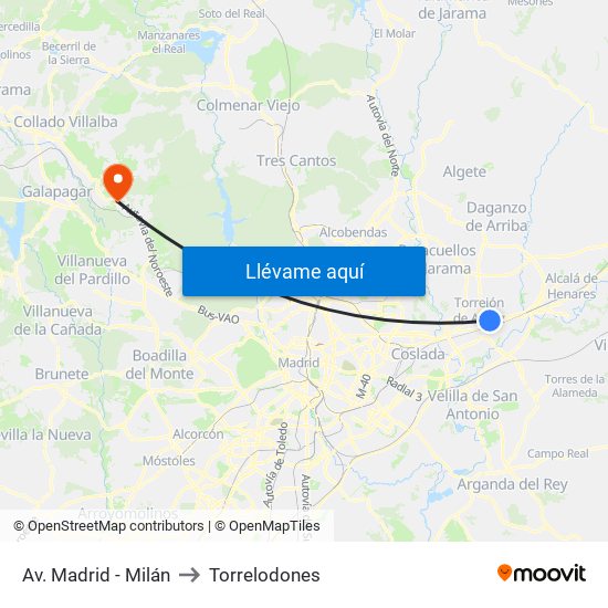 Av. Madrid - Milán to Torrelodones map