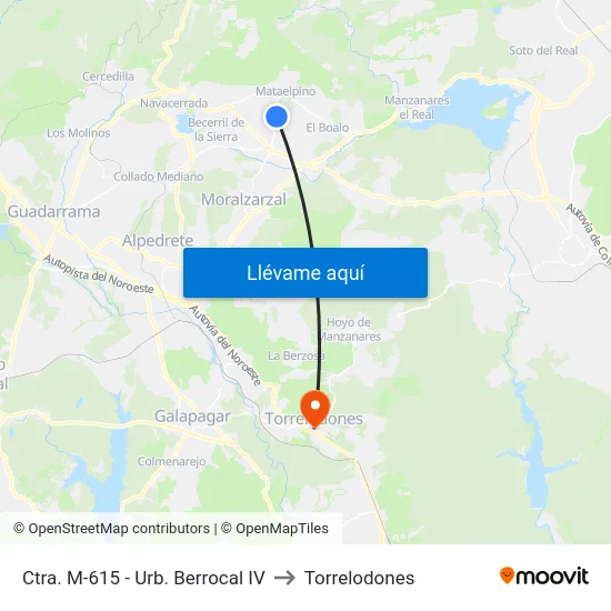 Ctra. M-615 - Urb. Berrocal IV to Torrelodones map