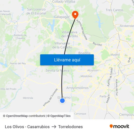 Los Olivos - Casarrubios to Torrelodones map