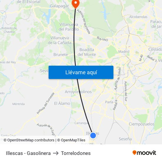 Illescas - Gasolinera to Torrelodones map