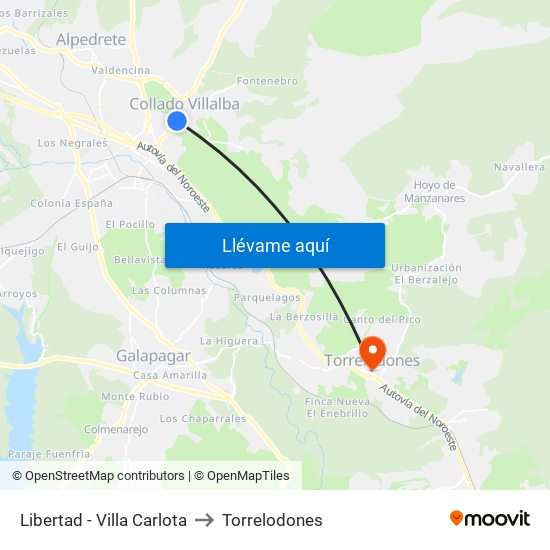 Libertad - Villa Carlota to Torrelodones map