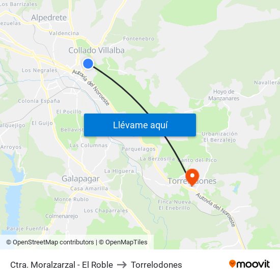 Ctra. Moralzarzal - El Roble to Torrelodones map
