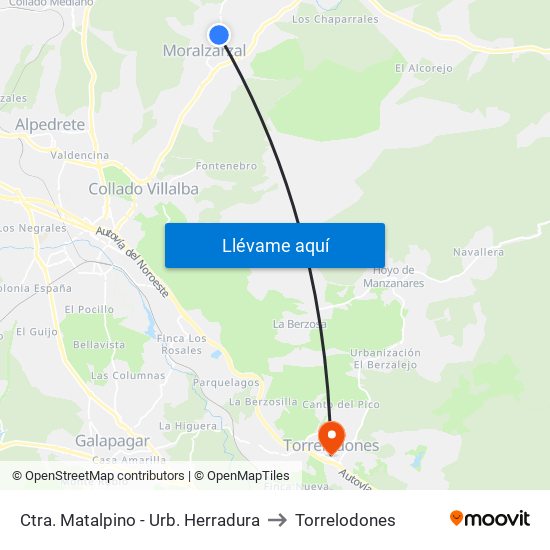 Ctra. Matalpino - Urb. Herradura to Torrelodones map