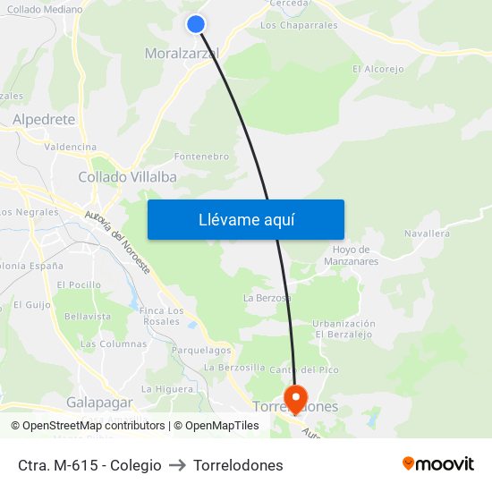 Ctra. M-615 - Colegio to Torrelodones map