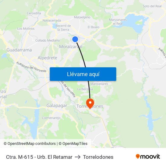 Ctra. M-615 - Urb. El Retamar to Torrelodones map