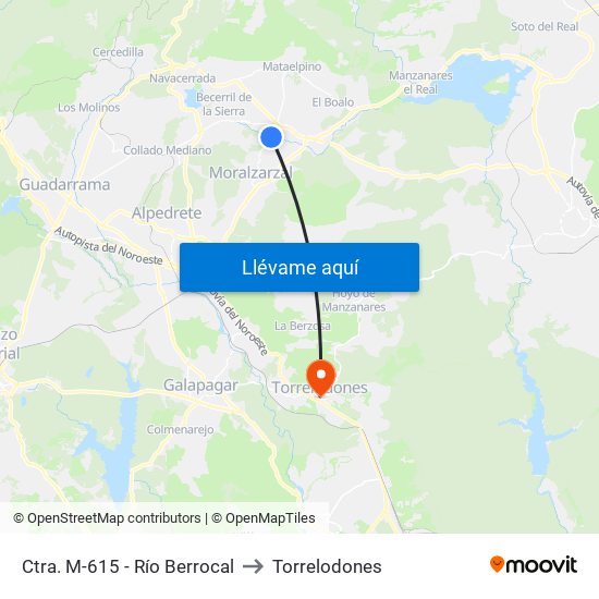 Ctra. M-615 - Río Berrocal to Torrelodones map