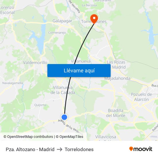 Pza. Altozano - Madrid to Torrelodones map